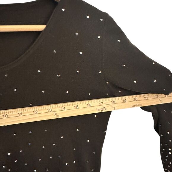 Eileen Fisher Brown Merino Wool V-Neck Sequin Dressy Sweater Size XS - Picture 6 of 6